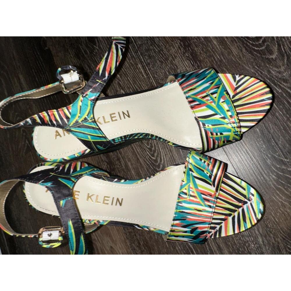 Anne Klein Multicolor Ankle Strap Tropical Floral‎ Open Toe Sandal Heels